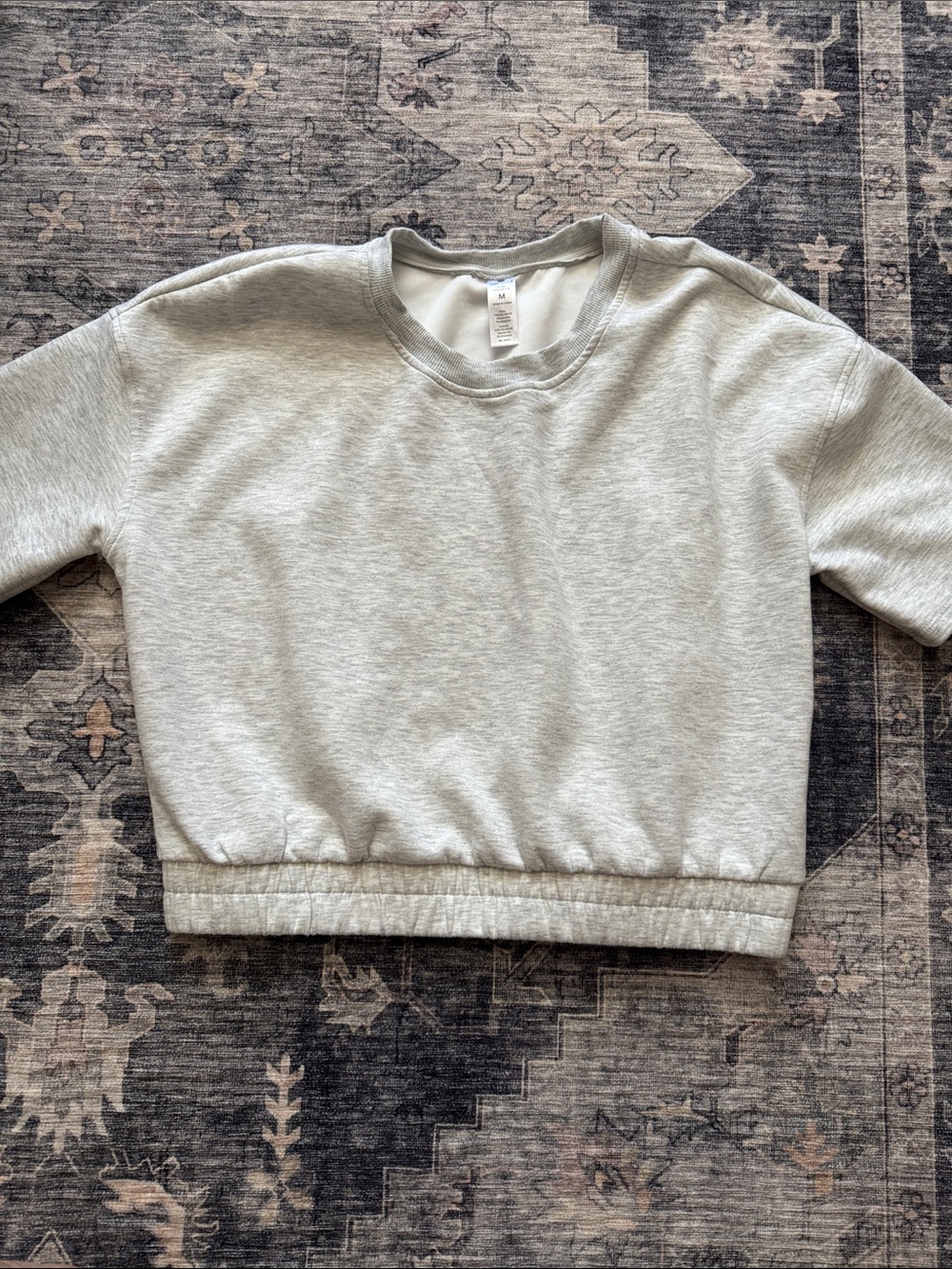 Yogalicious Light Gray Cropped Crewneck Sweatshirt